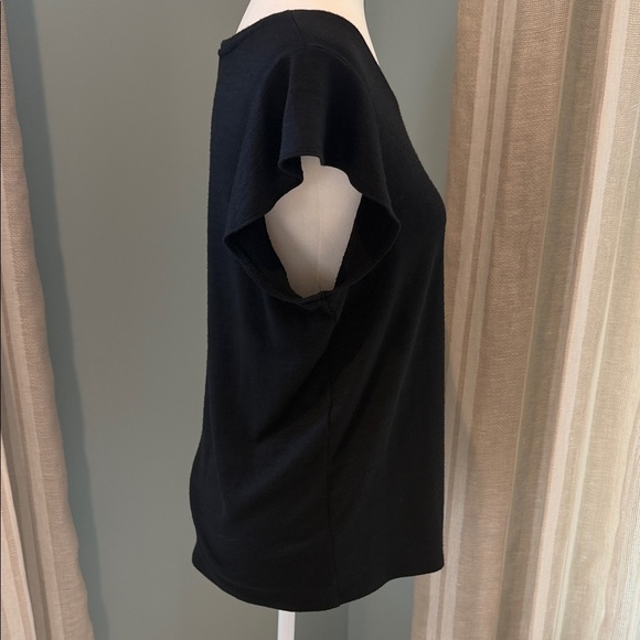 Market & Spruce Black Luisa Flutter Sleeve Knit Tee, Size Large - Picture 9 of 10